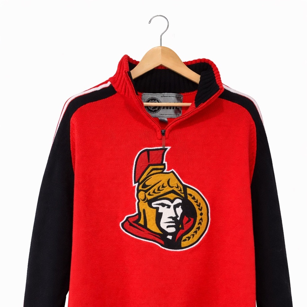 Ottawa Senators NHL Quarter-Zip Knit Sweater – Red / Black – Size XXL